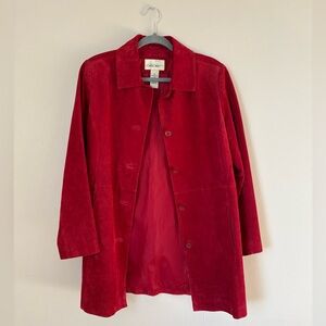 Gorgeous vintage cherry red Cherokee suede leather coat!